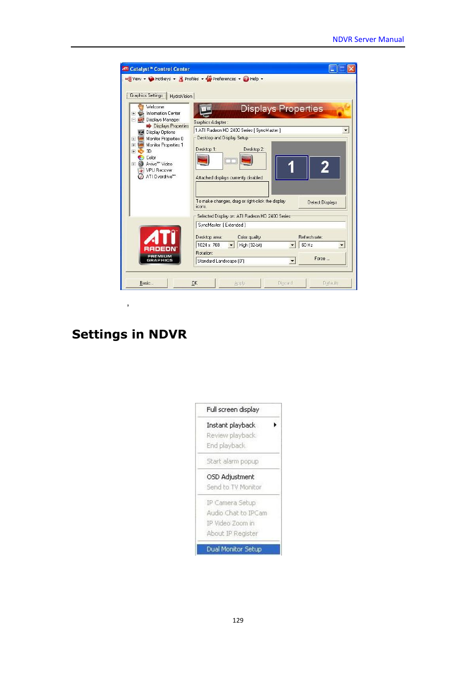 Settings in ndvr | DVR systems WatchNET Software User Manual | Page 129 / 139