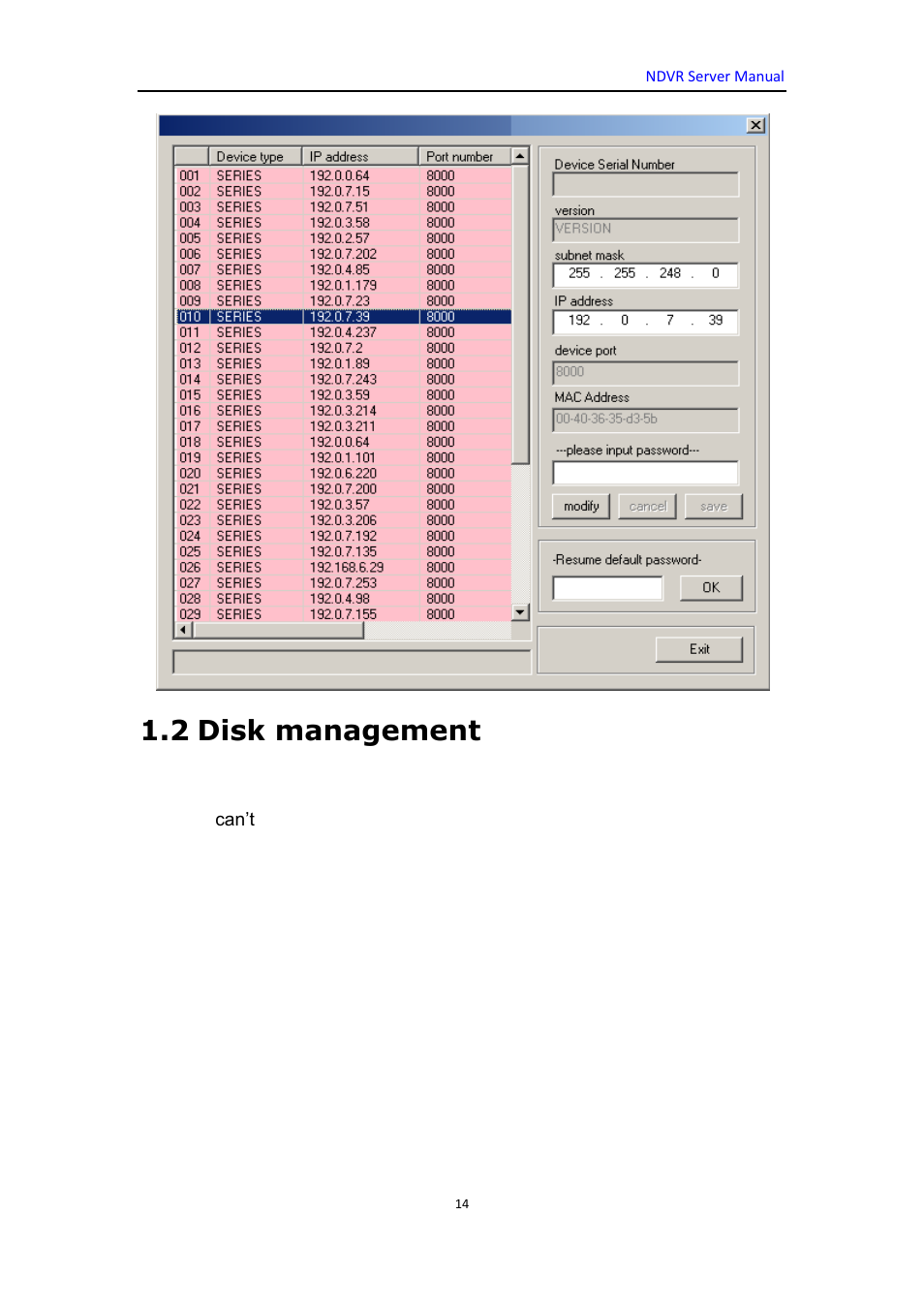 2 disk management | DVR systems WatchNET Software User Manual | Page 14 / 139