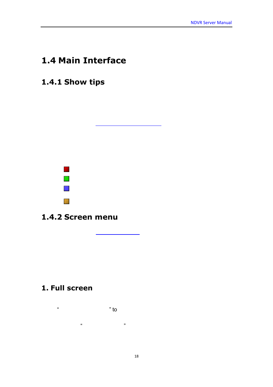 4 main interface, 1 show tips, 2 screen menu | Full screen | DVR systems WatchNET Software User Manual | Page 18 / 139