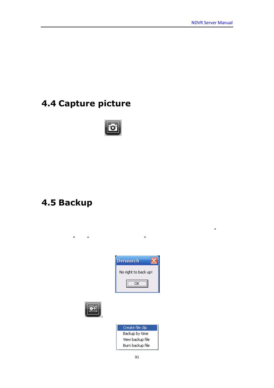 4 capture picture, 5 backup | DVR systems WatchNET Software User Manual | Page 91 / 139