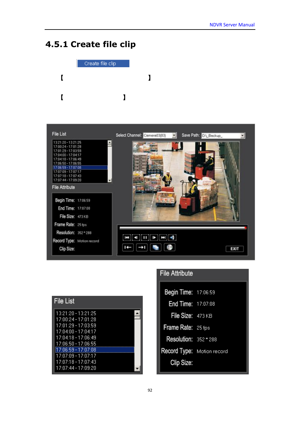 1 create file clip | DVR systems WatchNET Software User Manual | Page 92 / 139