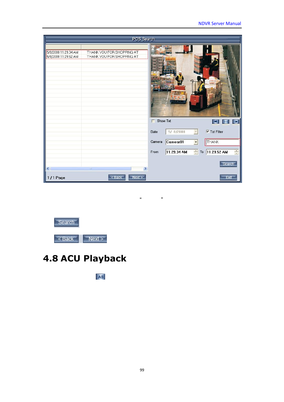 8 acu playback | DVR systems WatchNET Software User Manual | Page 99 / 139