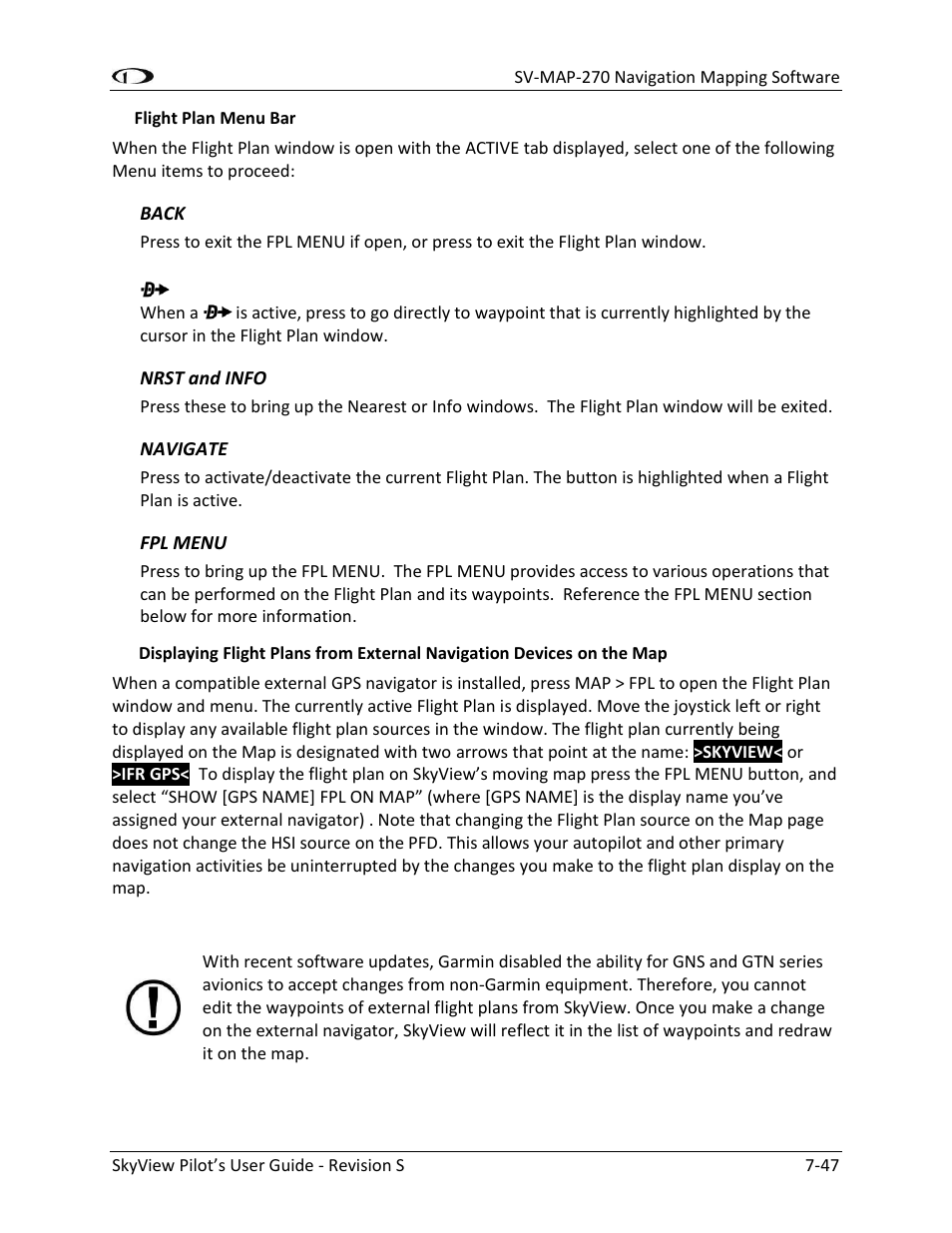 Dynon Avionics SkyView Pilots Users Guide User Manual | Page 137 / 239