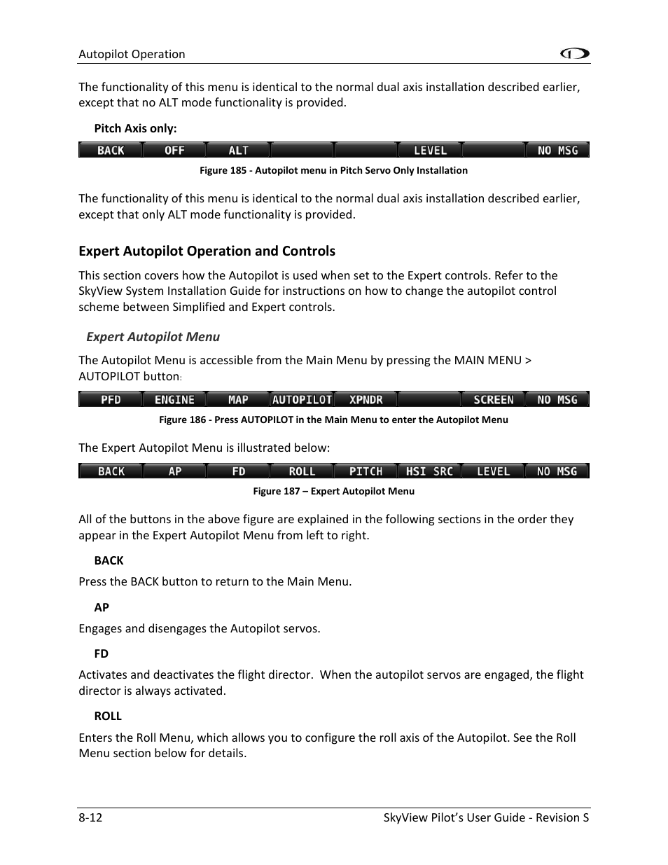 Expert autopilot operation and controls -12 | Dynon Avionics SkyView Pilots Users Guide User Manual | Page 178 / 239