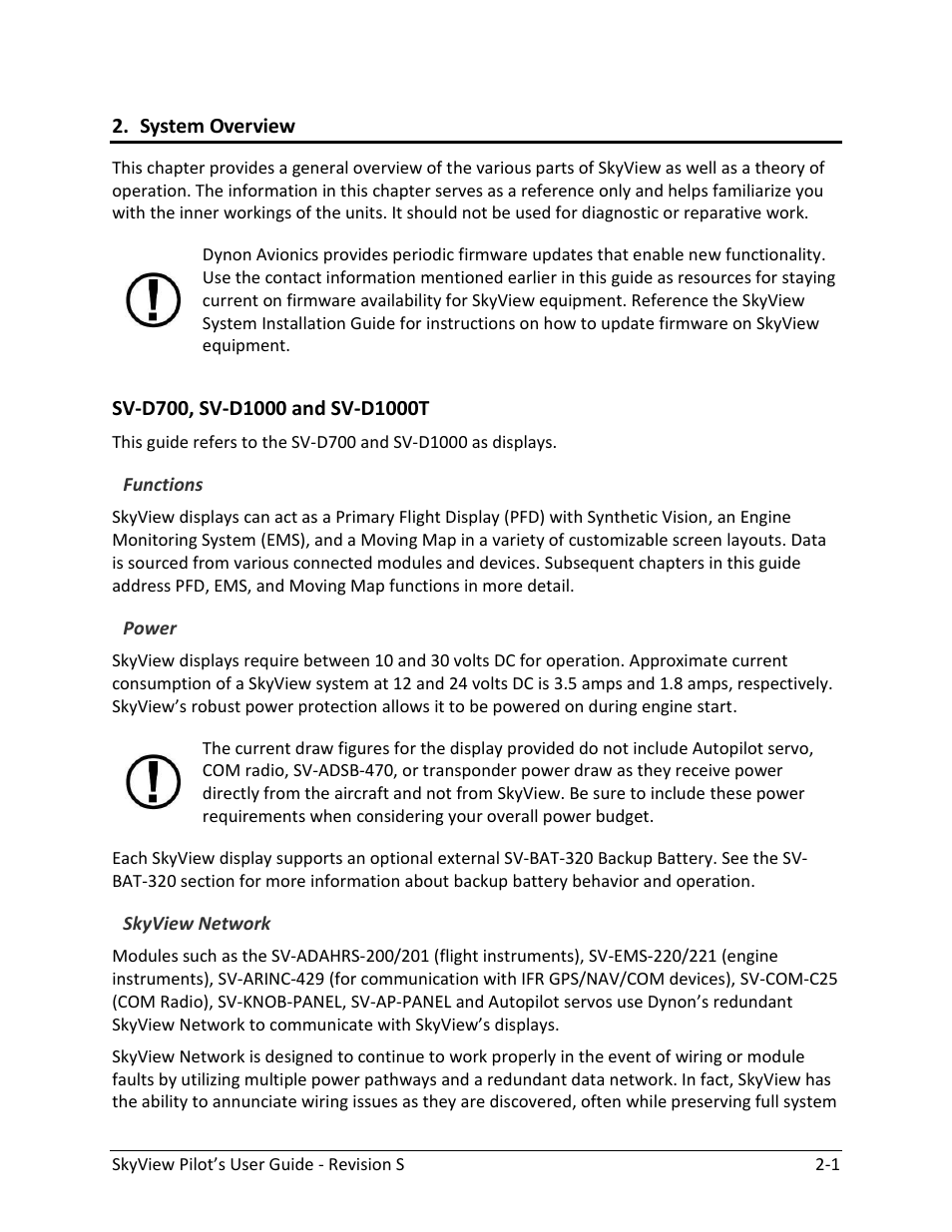 System overview, Sv-d700, sv-d1000 and sv-d1000t -1 | Dynon Avionics SkyView Pilots Users Guide User Manual | Page 21 / 239