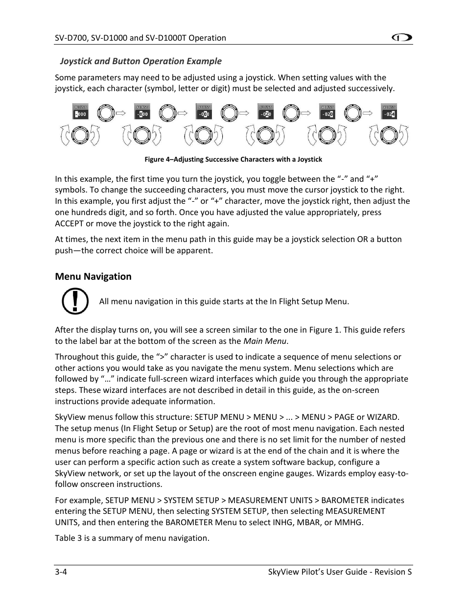 Menu navigation -4 | Dynon Avionics SkyView Pilots Users Guide User Manual | Page 30 / 239