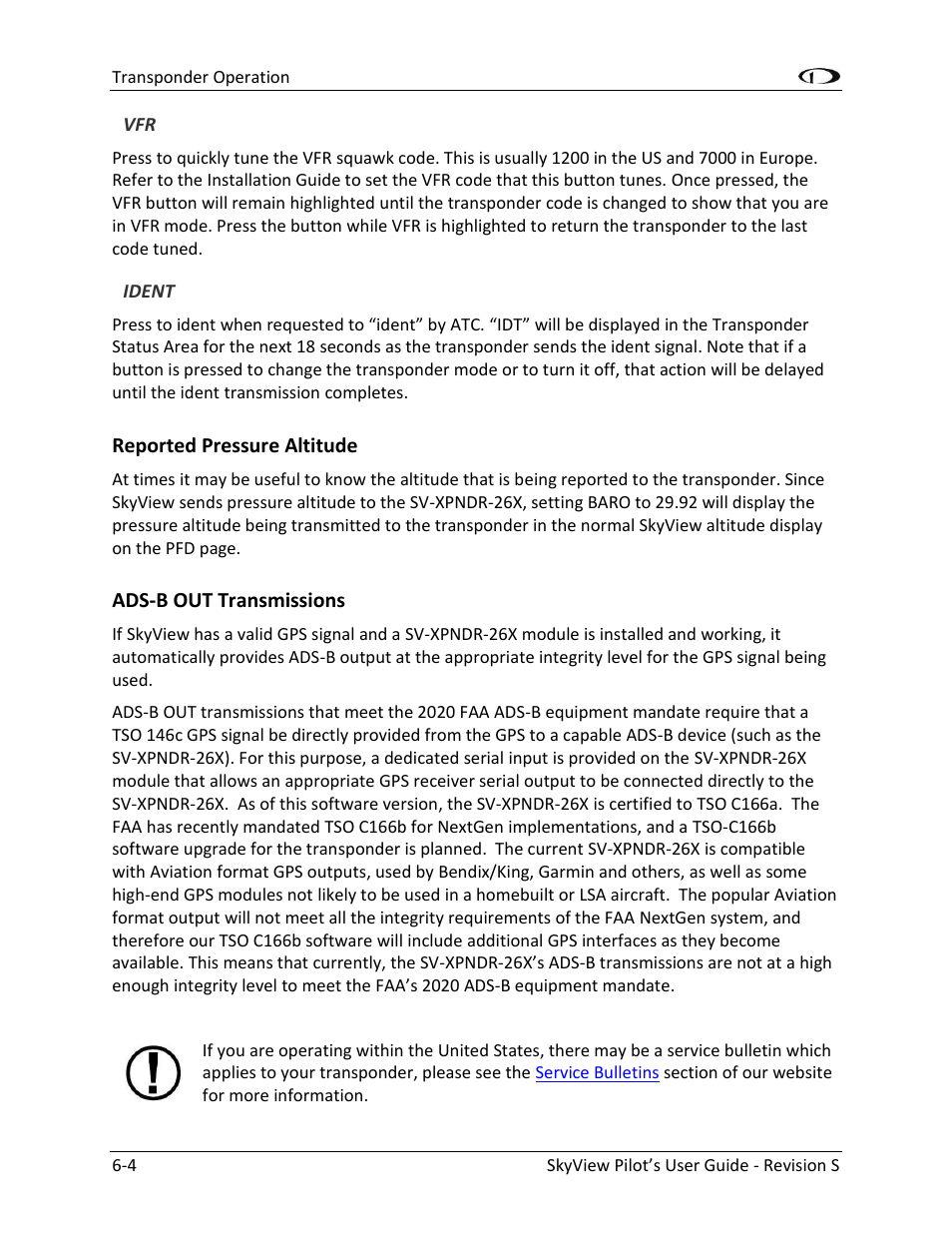 Reported pressure altitude -4, Ads-b out transmissions -4 | Dynon Avionics SkyView Pilots Users Guide User Manual | Page 88 / 239