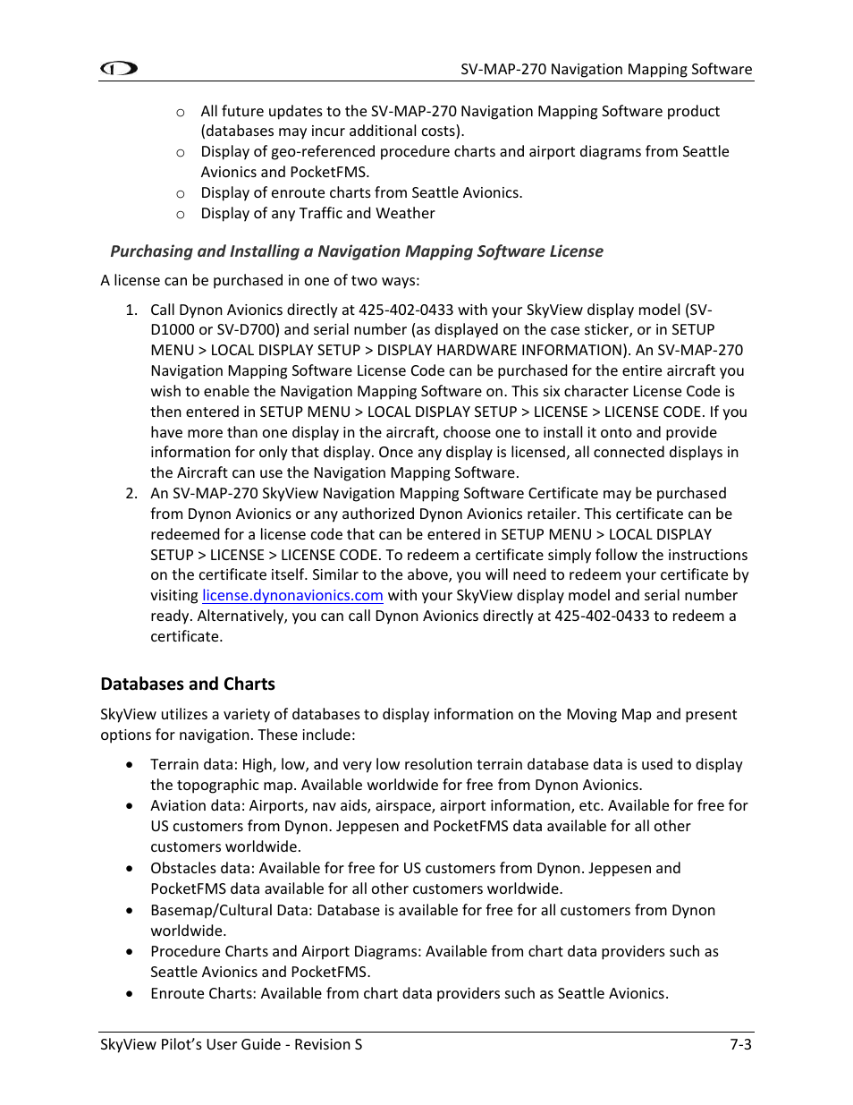 Databases and charts -3 | Dynon Avionics SkyView Pilots Users Guide User Manual | Page 93 / 239