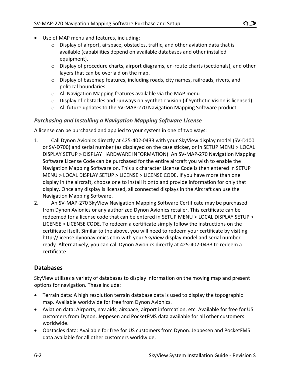 Databases -2 | Dynon Avionics SkyView System Installation Guide User Manual | Page 108 / 401