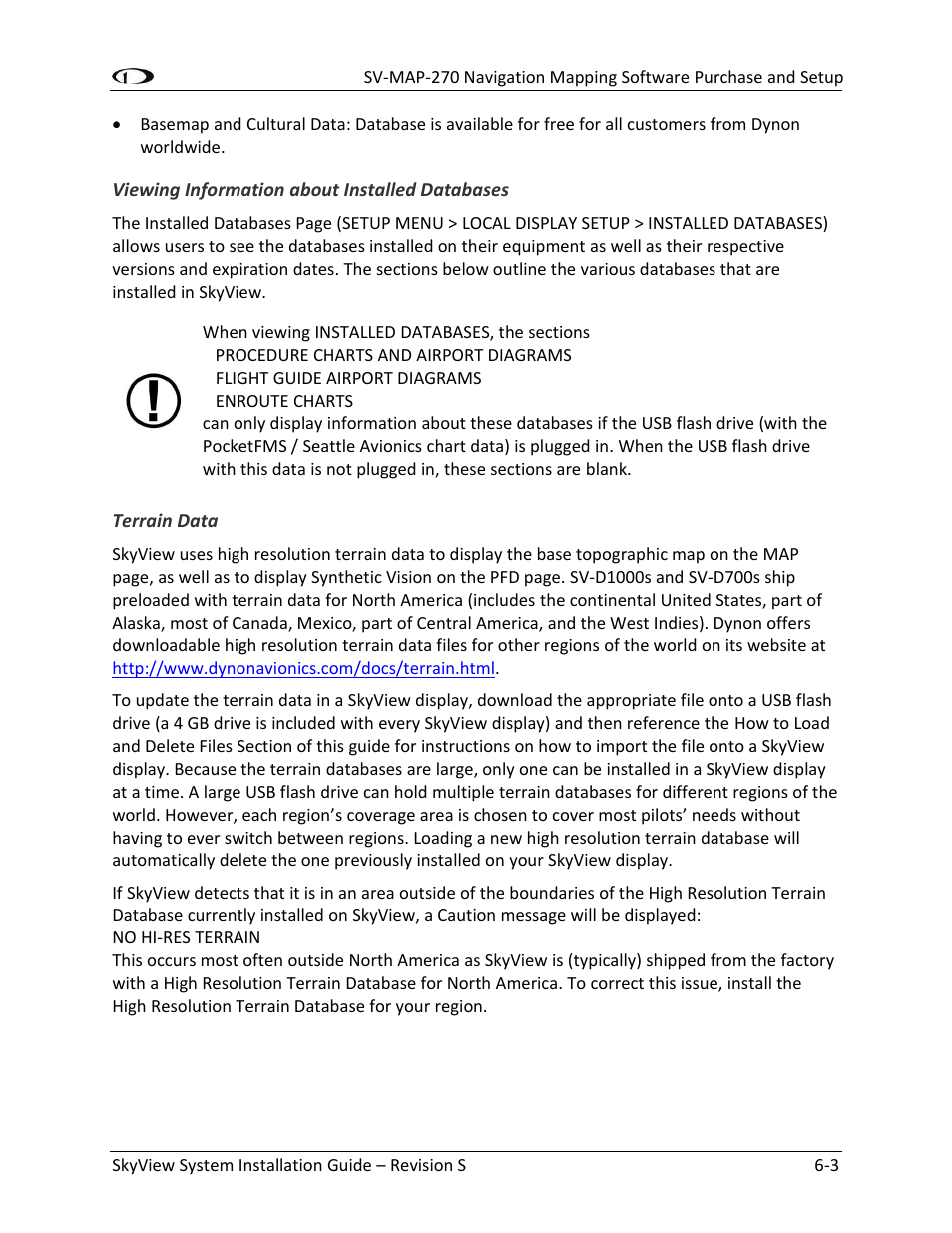 Viewing information about installed databases -3, Terrain data -3 | Dynon Avionics SkyView System Installation Guide User Manual | Page 109 / 401