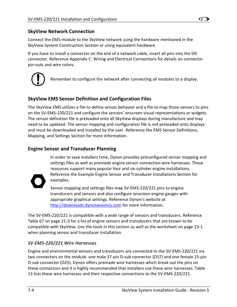 Skyview network connection -4, Engine sensor and transducer planning -4 | Dynon Avionics SkyView System Installation Guide User Manual | Page 116 / 401