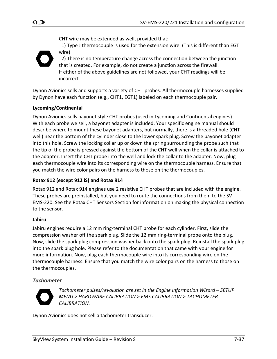 Tachometer -37 | Dynon Avionics SkyView System Installation Guide User Manual | Page 149 / 401