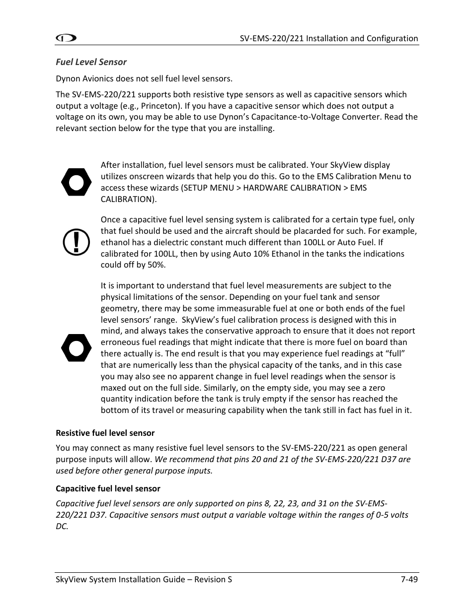 Fuel level sensor -49 | Dynon Avionics SkyView System Installation Guide User Manual | Page 161 / 401