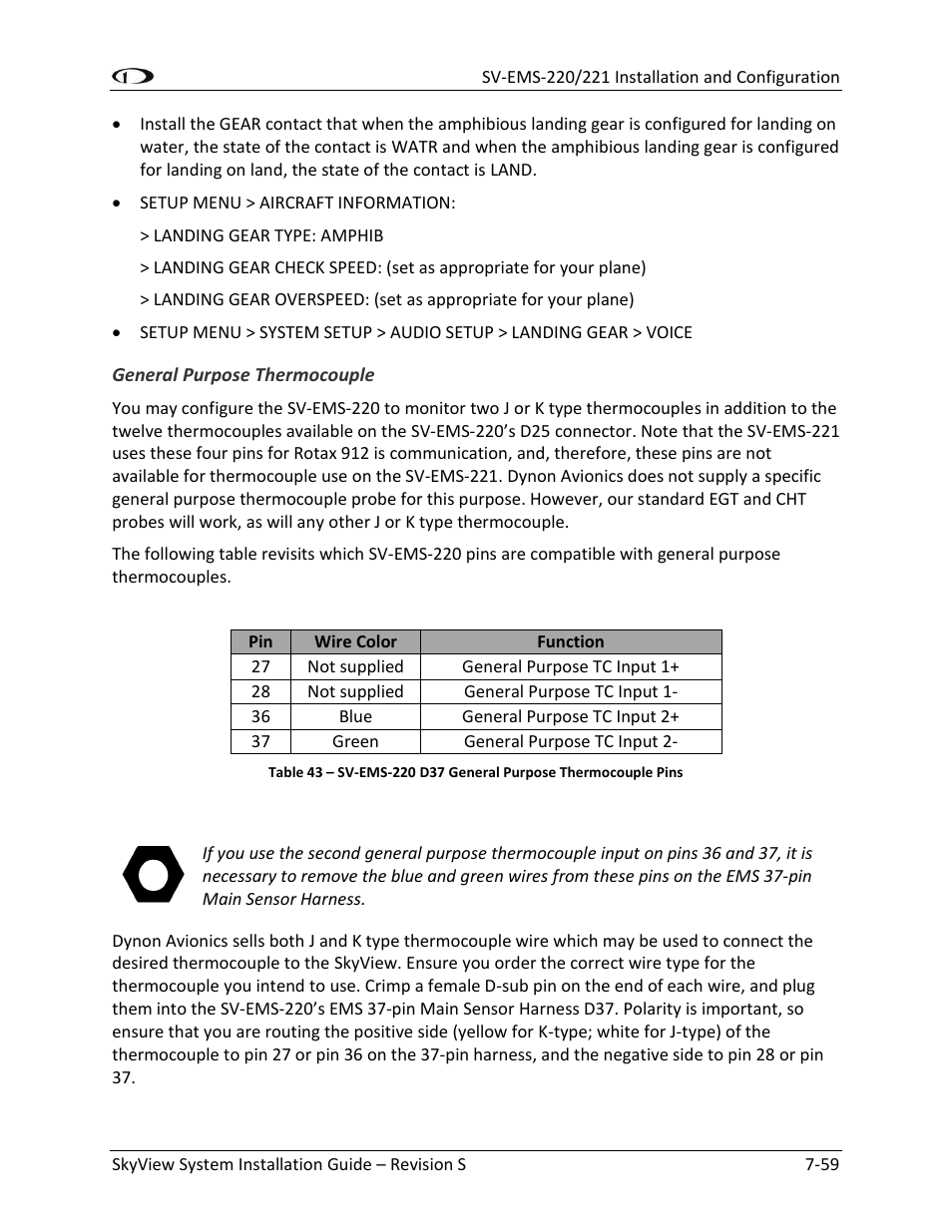 General purpose thermocouple -59 | Dynon Avionics SkyView System Installation Guide User Manual | Page 171 / 401