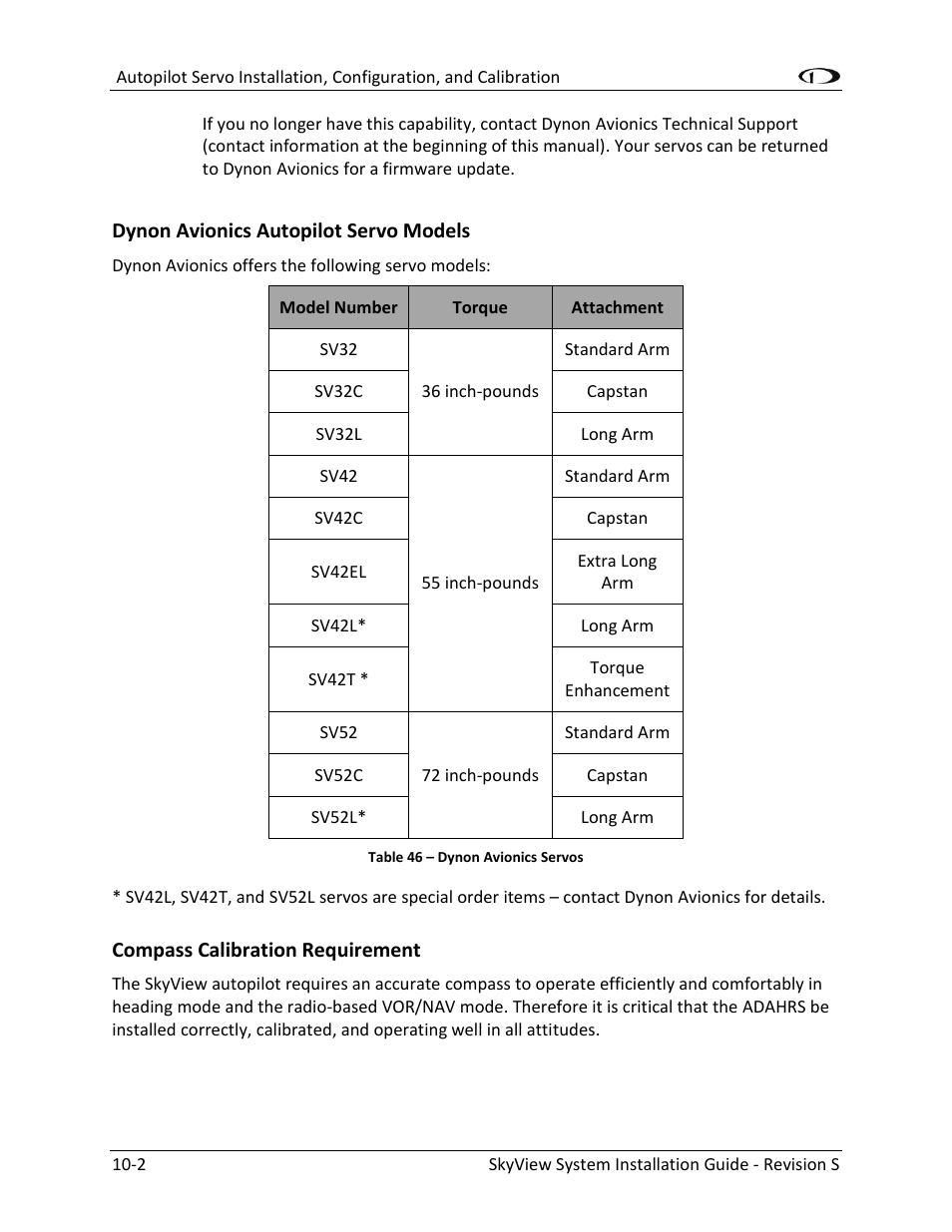 Dynon avionics autopilot servo models -2, Compass calibration requirement -2 | Dynon Avionics SkyView System Installation Guide User Manual | Page 198 / 401