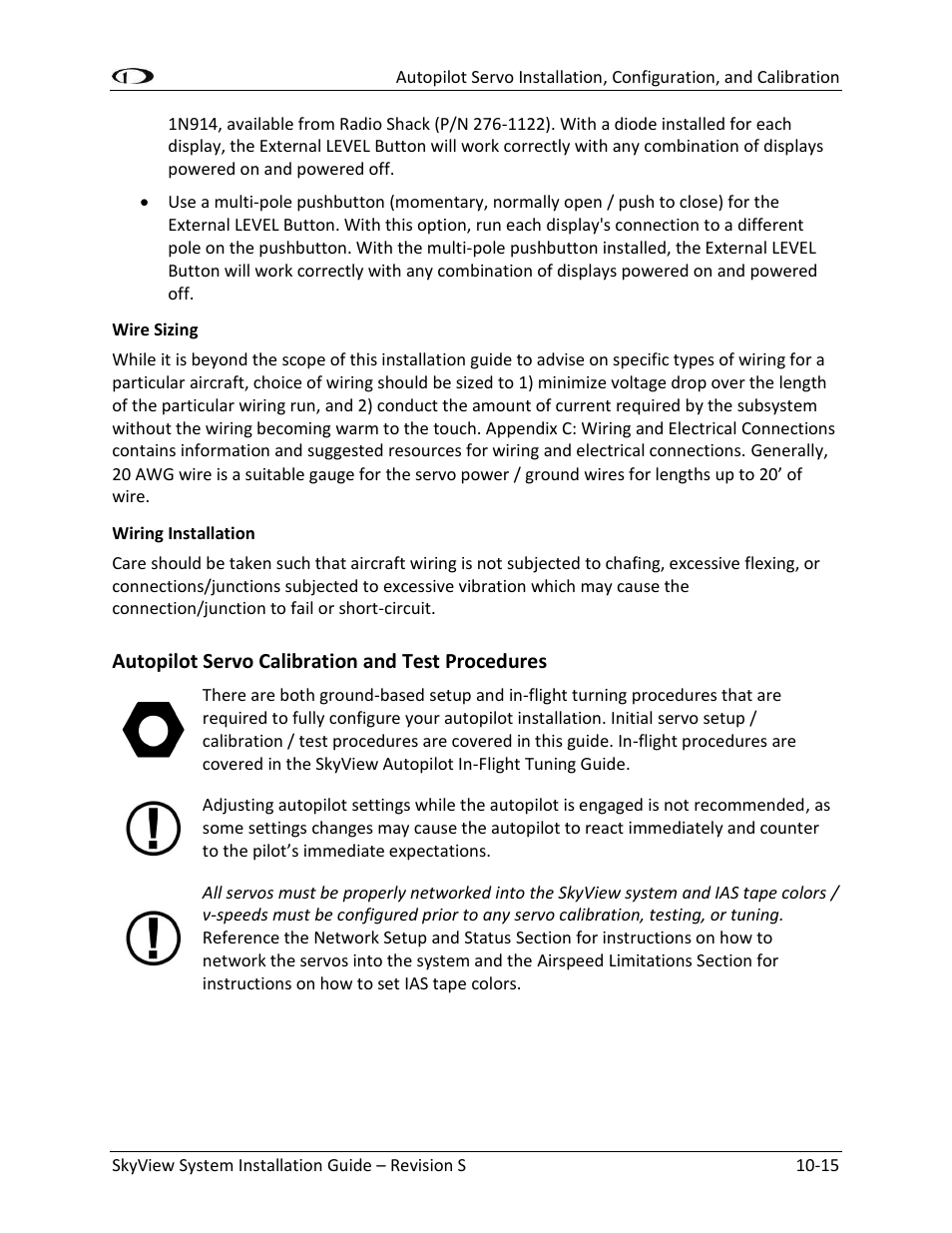 Autopilot servo calibration and test procedures | Dynon Avionics SkyView System Installation Guide User Manual | Page 211 / 401