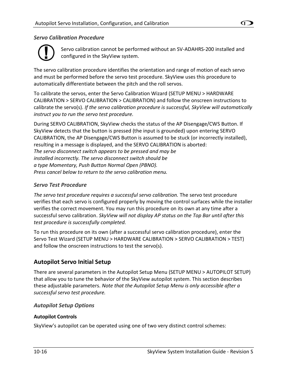 Autopilot servo initial setup -16 | Dynon Avionics SkyView System Installation Guide User Manual | Page 212 / 401