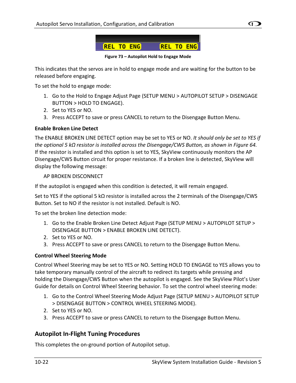 Autopilot in-flight tuning procedures -22, Figure 73 | Dynon Avionics SkyView System Installation Guide User Manual | Page 218 / 401