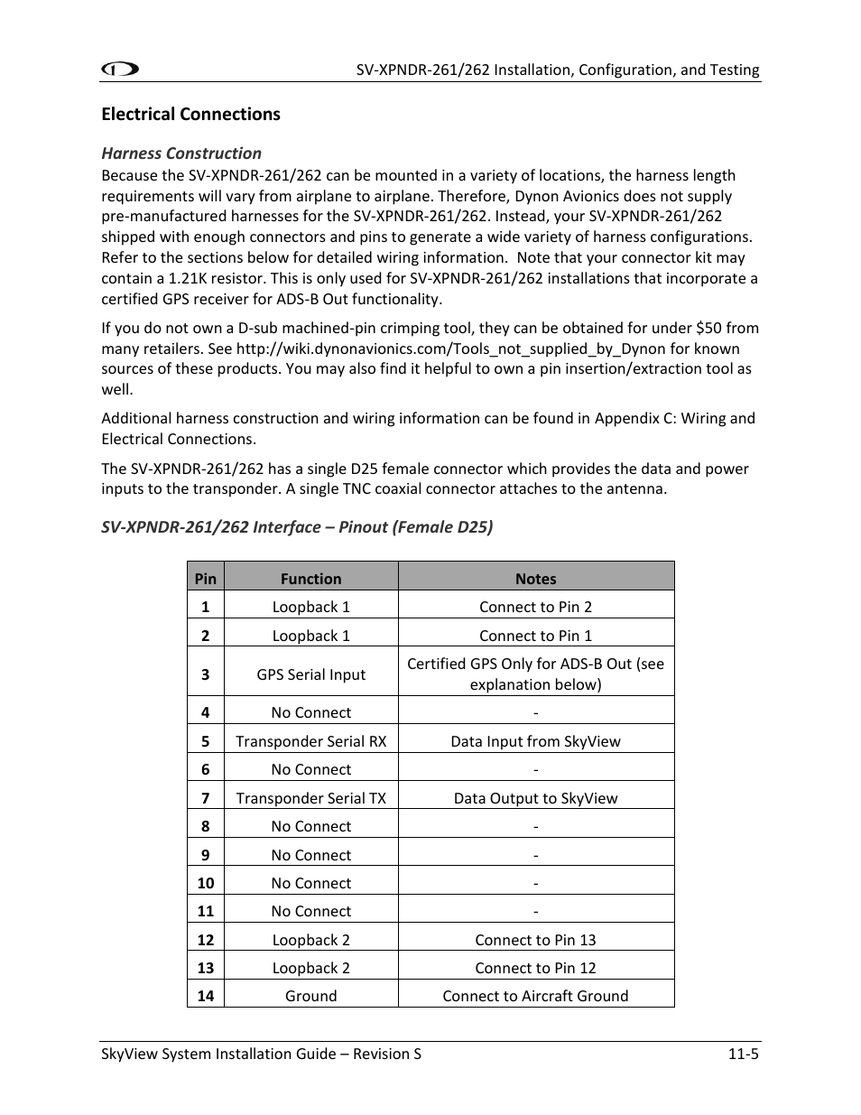 Electrical connections -5 | Dynon Avionics SkyView System Installation Guide User Manual | Page 225 / 401