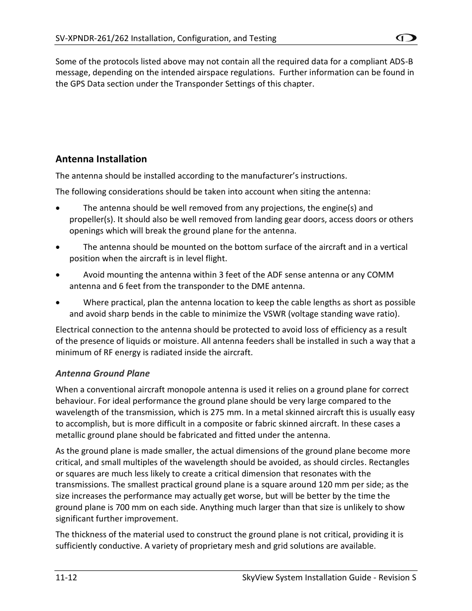 Antenna installation -12 | Dynon Avionics SkyView System Installation Guide User Manual | Page 232 / 401