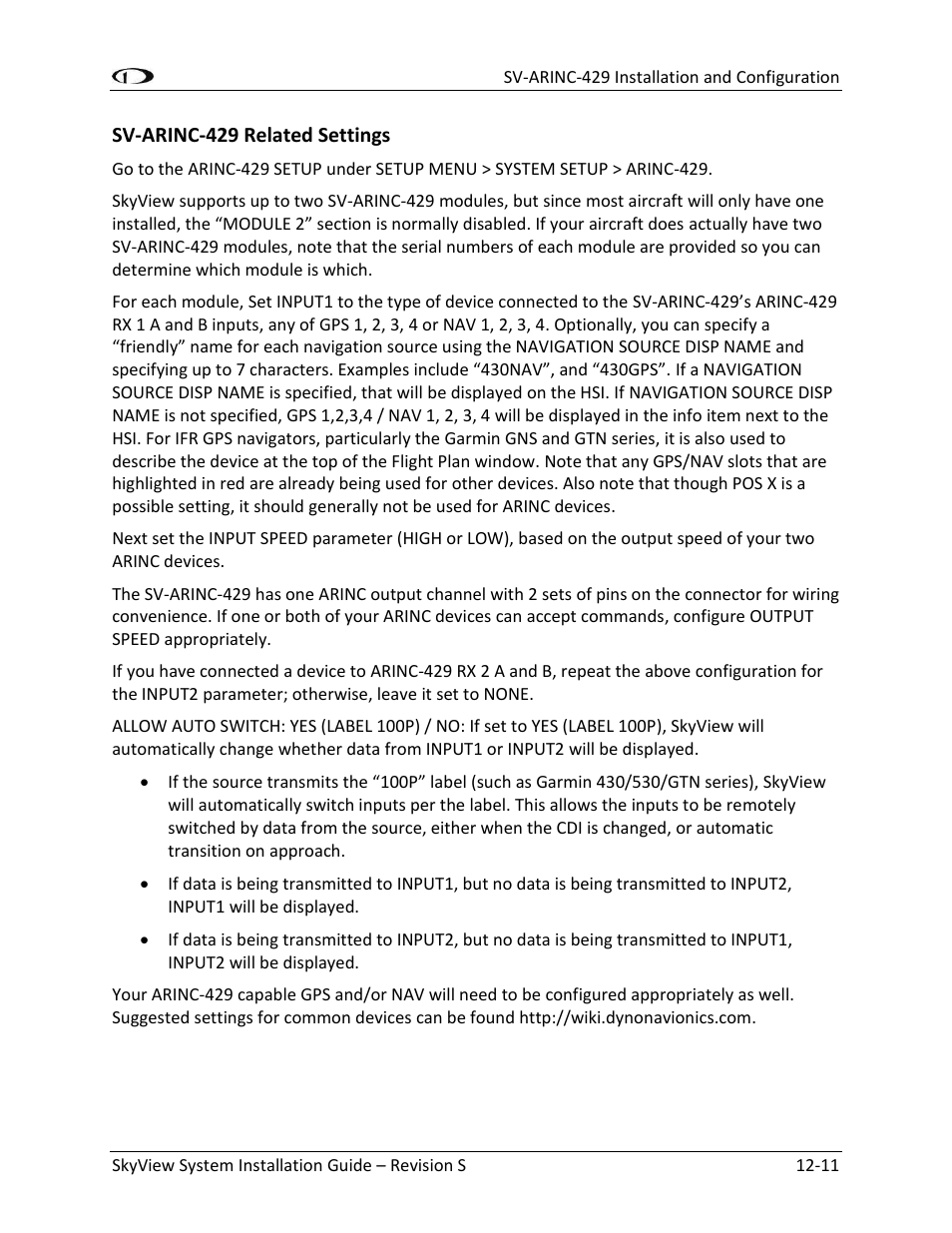 Sv-arinc-429 related settings -11 | Dynon Avionics SkyView System Installation Guide User Manual | Page 253 / 401