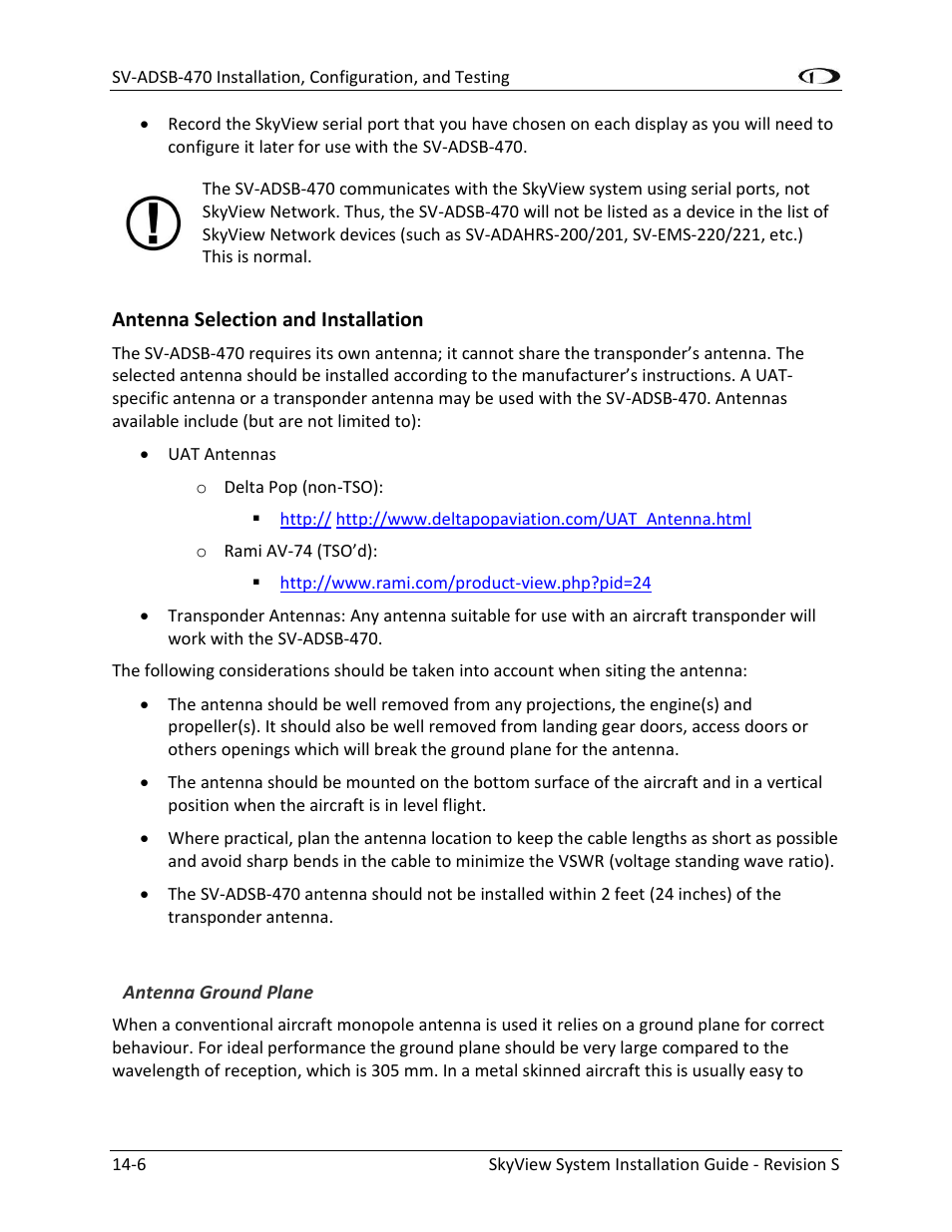 Antenna selection and installation -6 | Dynon Avionics SkyView System Installation Guide User Manual | Page 266 / 401