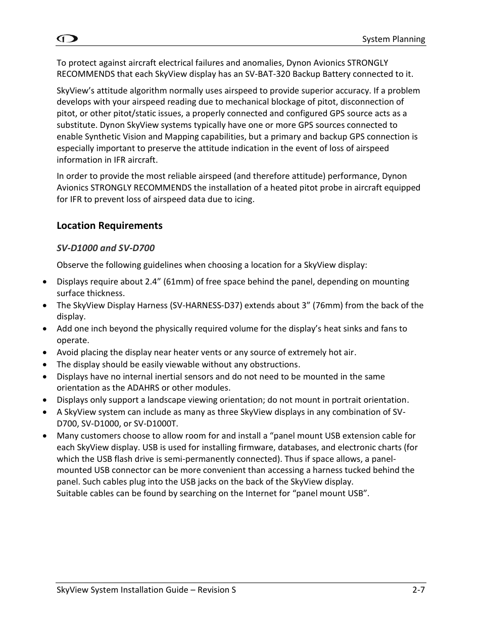 Location requirements -7 | Dynon Avionics SkyView System Installation Guide User Manual | Page 29 / 401