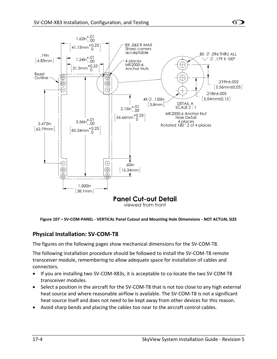 Physical installation: sv-com-t8 -4 | Dynon Avionics SkyView System Installation Guide User Manual | Page 306 / 401