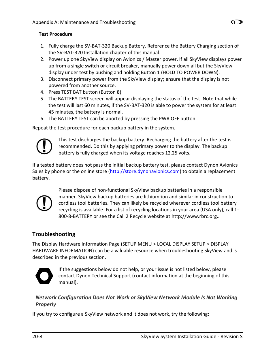 Troubleshooting -8 | Dynon Avionics SkyView System Installation Guide User Manual | Page 346 / 401