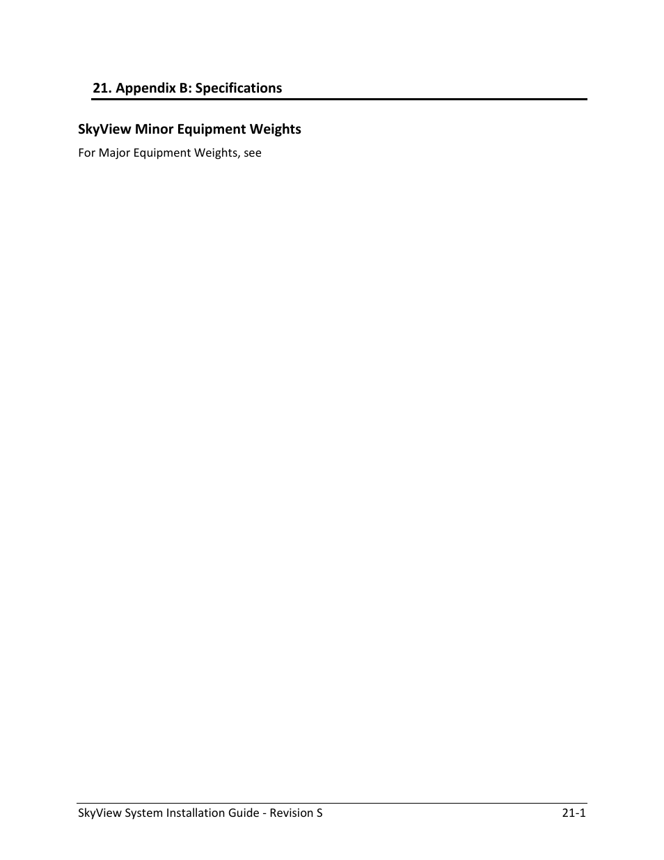 Appendix b: specifications, Skyview minor equipment weights -1 | Dynon Avionics SkyView System Installation Guide User Manual | Page 351 / 401