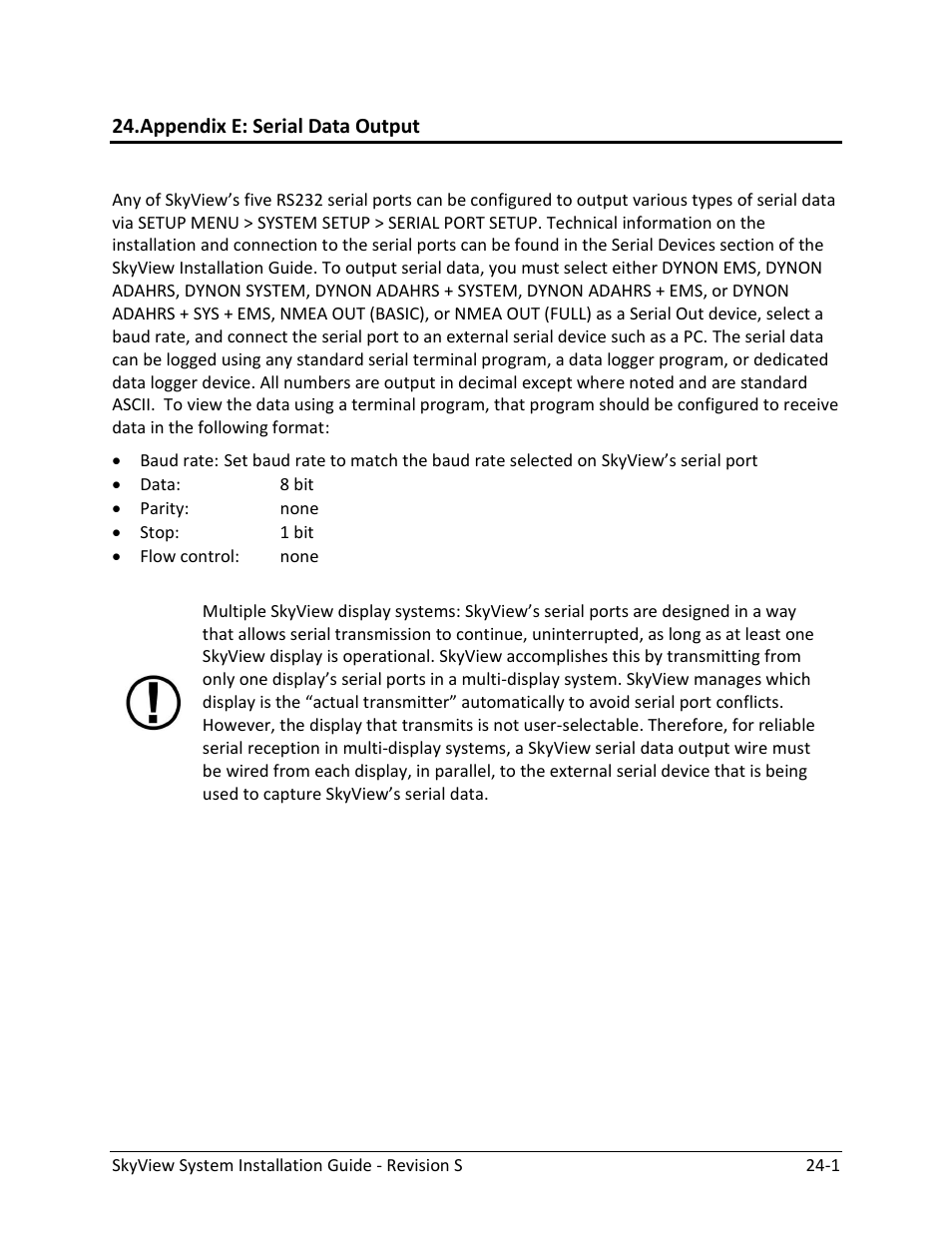 Appendix e: serial data output | Dynon Avionics SkyView System Installation Guide User Manual | Page 383 / 401