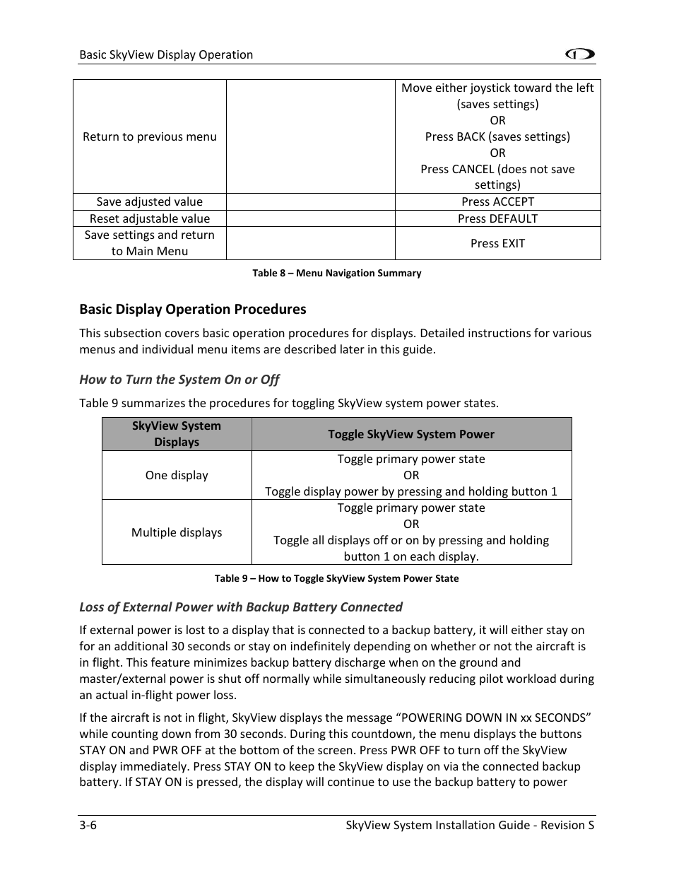 Basic display operation procedures -6 | Dynon Avionics SkyView System Installation Guide User Manual | Page 50 / 401