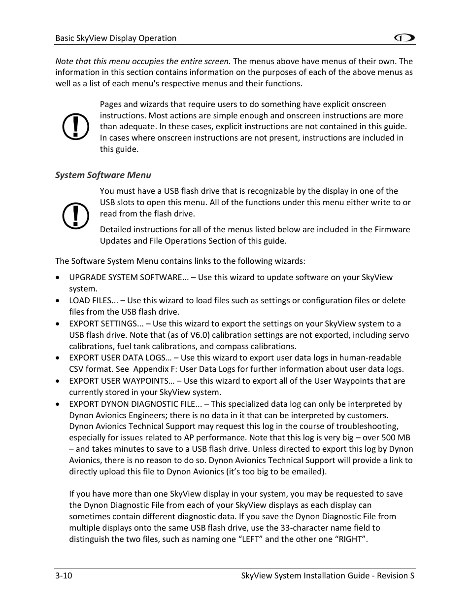 System software menu -10 | Dynon Avionics SkyView System Installation Guide User Manual | Page 54 / 401