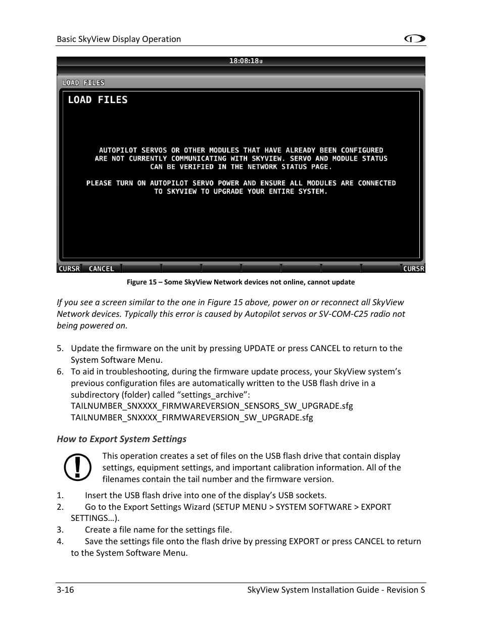How to export system settings -16 | Dynon Avionics SkyView System Installation Guide User Manual | Page 60 / 401