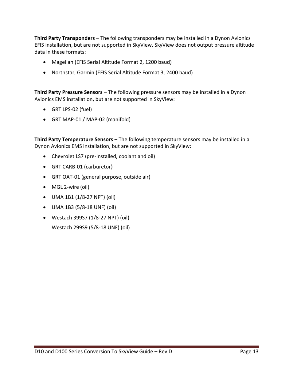 Dynon Avionics D100 Series to SkyView Conversion Guide User Manual | Page 13 / 44