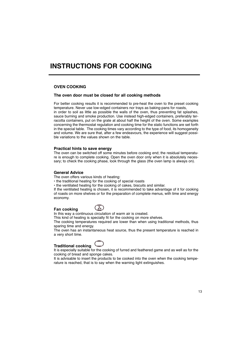 Instructions for cooking | Blanco BOSE45X User Manual | Page 13 / 19