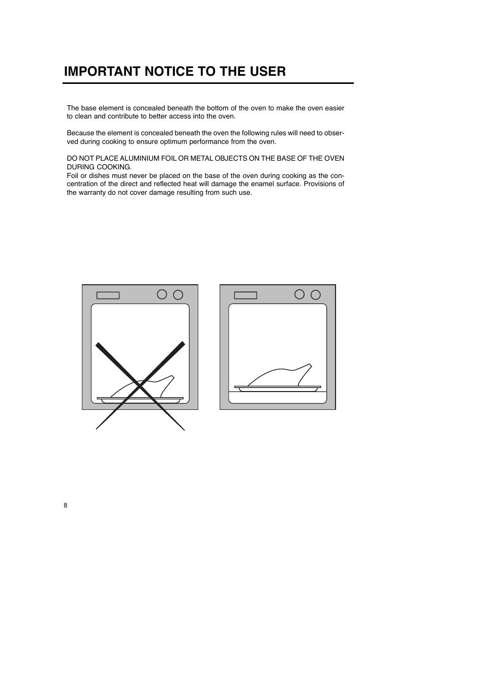 No yes, Important notice to the user | Blanco BOSE45X User Manual | Page 8 / 19
