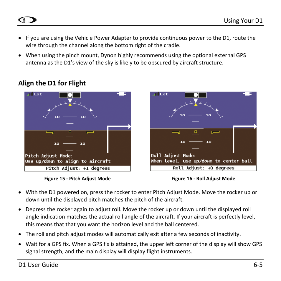 Align the d1 for flight | Dynon Avionics D1 User Manual | Page 29 / 48