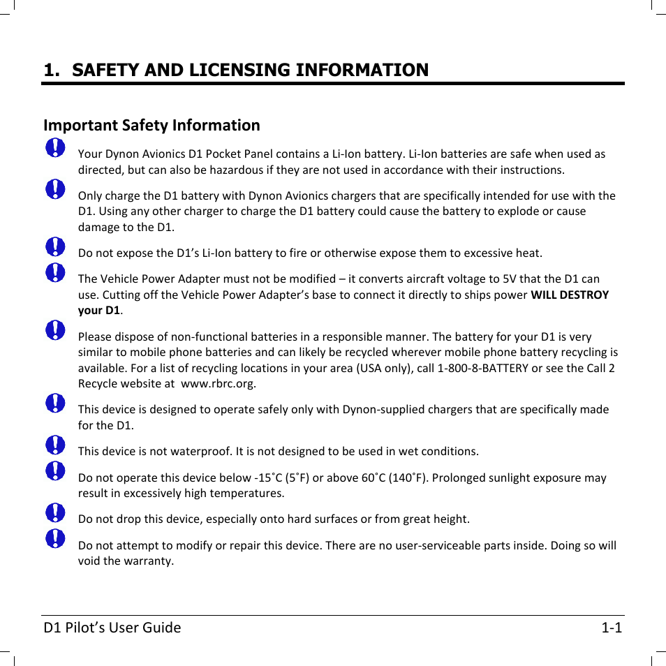 Dynon Avionics D1 User Manual | Page 9 / 48