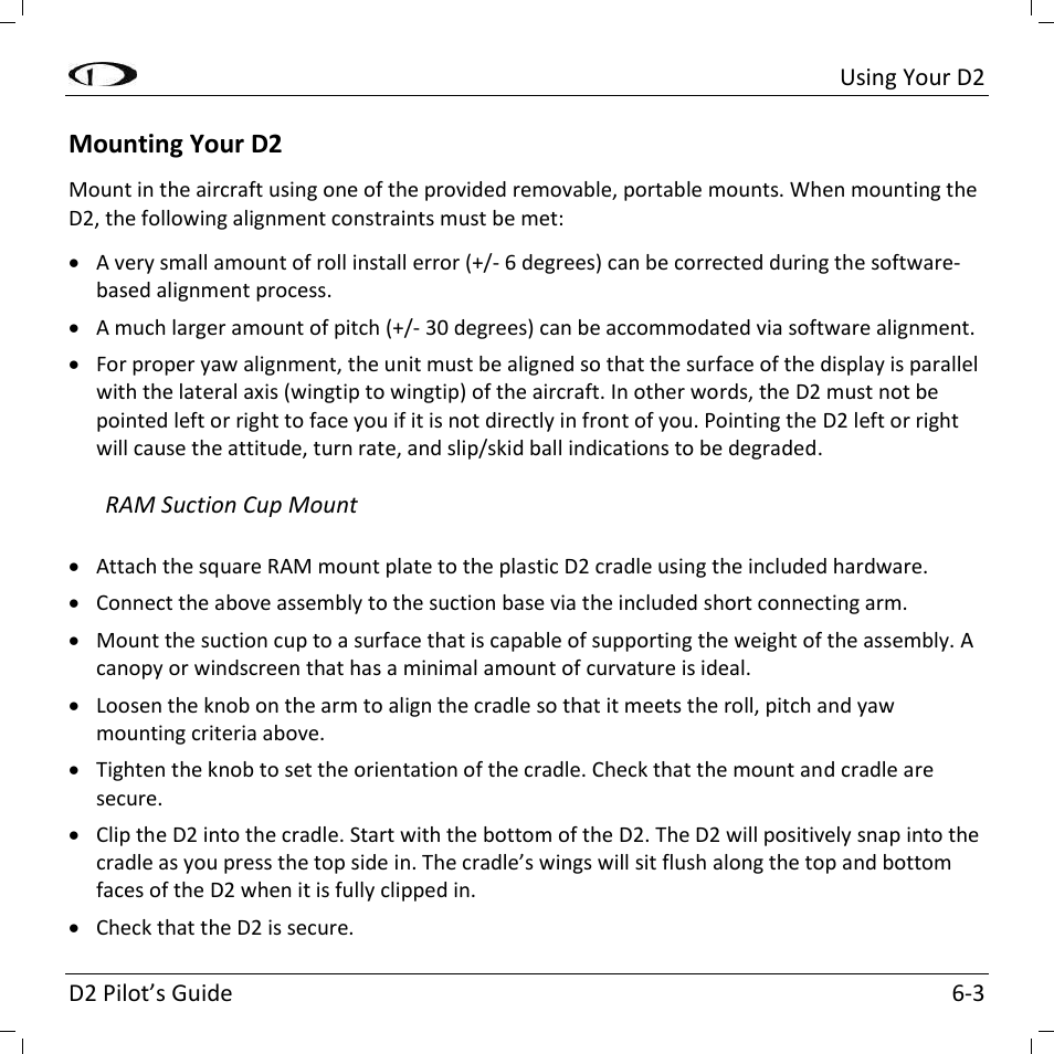Mounting your d2 | Dynon Avionics D2 Pilots User Guide User Manual | Page 27 / 50