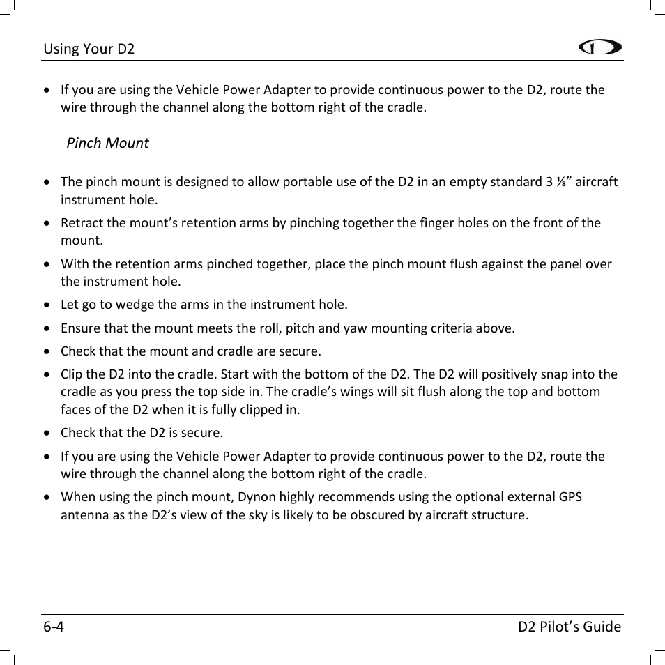 Dynon Avionics D2 Pilots User Guide User Manual | Page 28 / 50