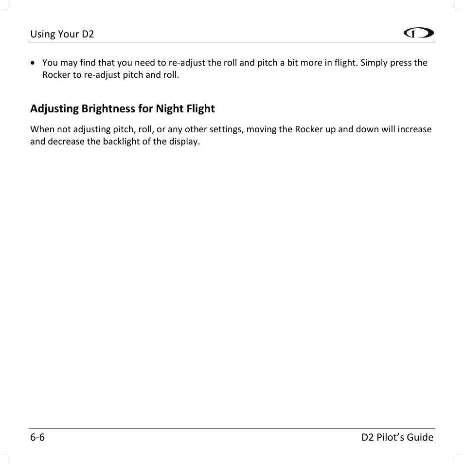 Adjusting brightness for night flight | Dynon Avionics D2 Pilots User Guide User Manual | Page 30 / 50