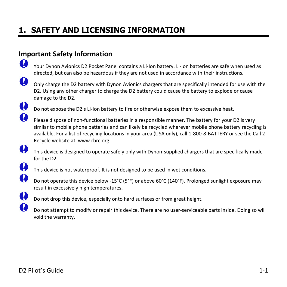 Dynon Avionics D2 Pilots User Guide User Manual | Page 9 / 50