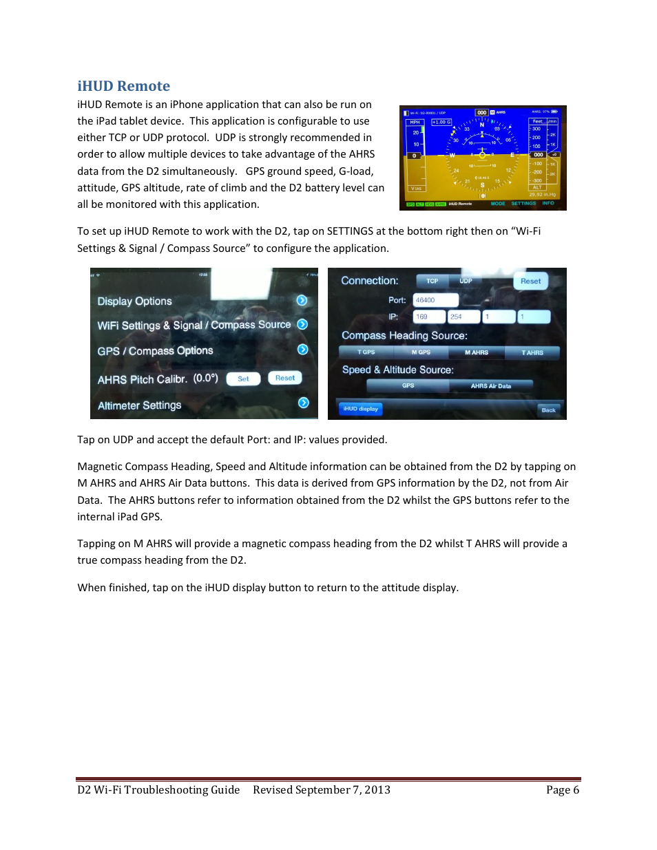 Ihud remote | Dynon Avionics D2 Wi-Fi Troubleshooting Guide User Manual | Page 6 / 8