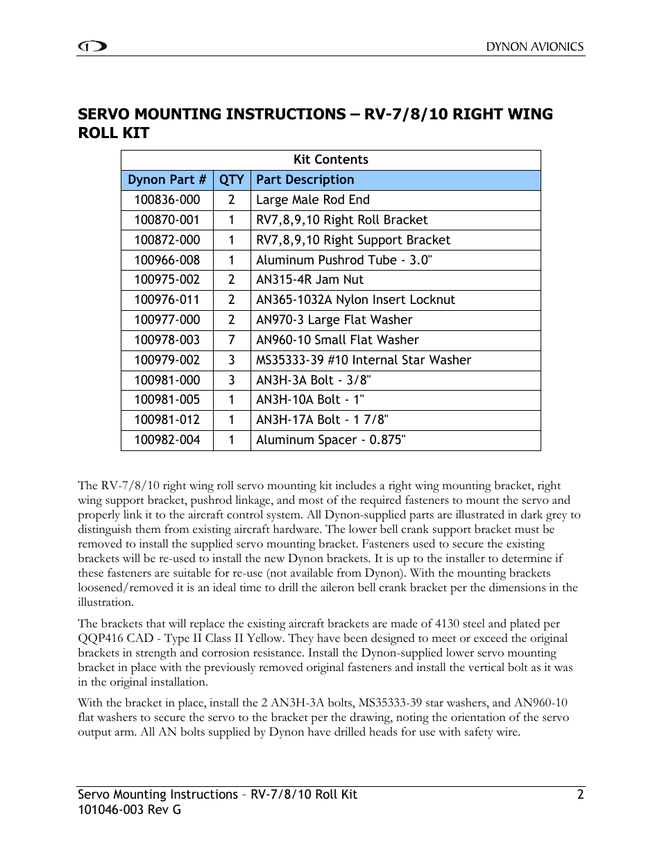 Dynon Avionics RV-7/8/10 Roll Kit User Manual | Page 3 / 11