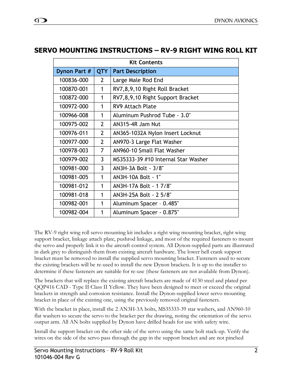 Dynon Avionics RV-9 Roll Kit User Manual | Page 3 / 10