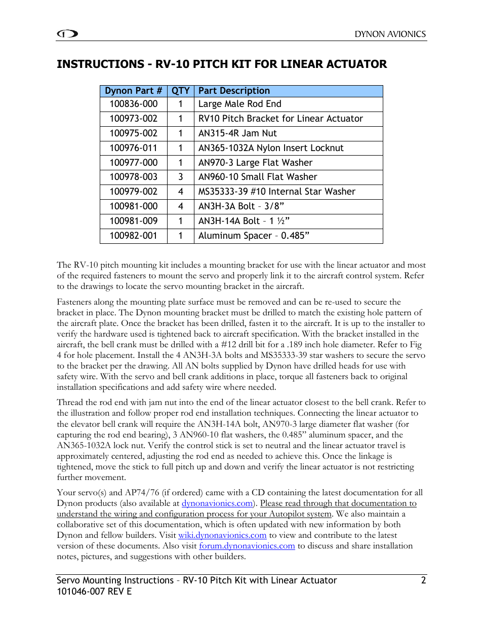 Dynon Avionics RV-10 Pitch User Manual | Page 3 / 9