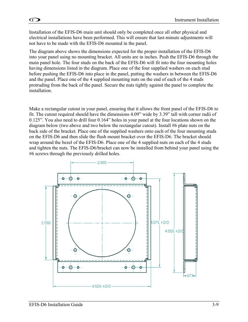 Option 2: flush-mount bracket | Dynon Avionics EFIS-D6 Installation Guide User Manual | Page 21 / 50