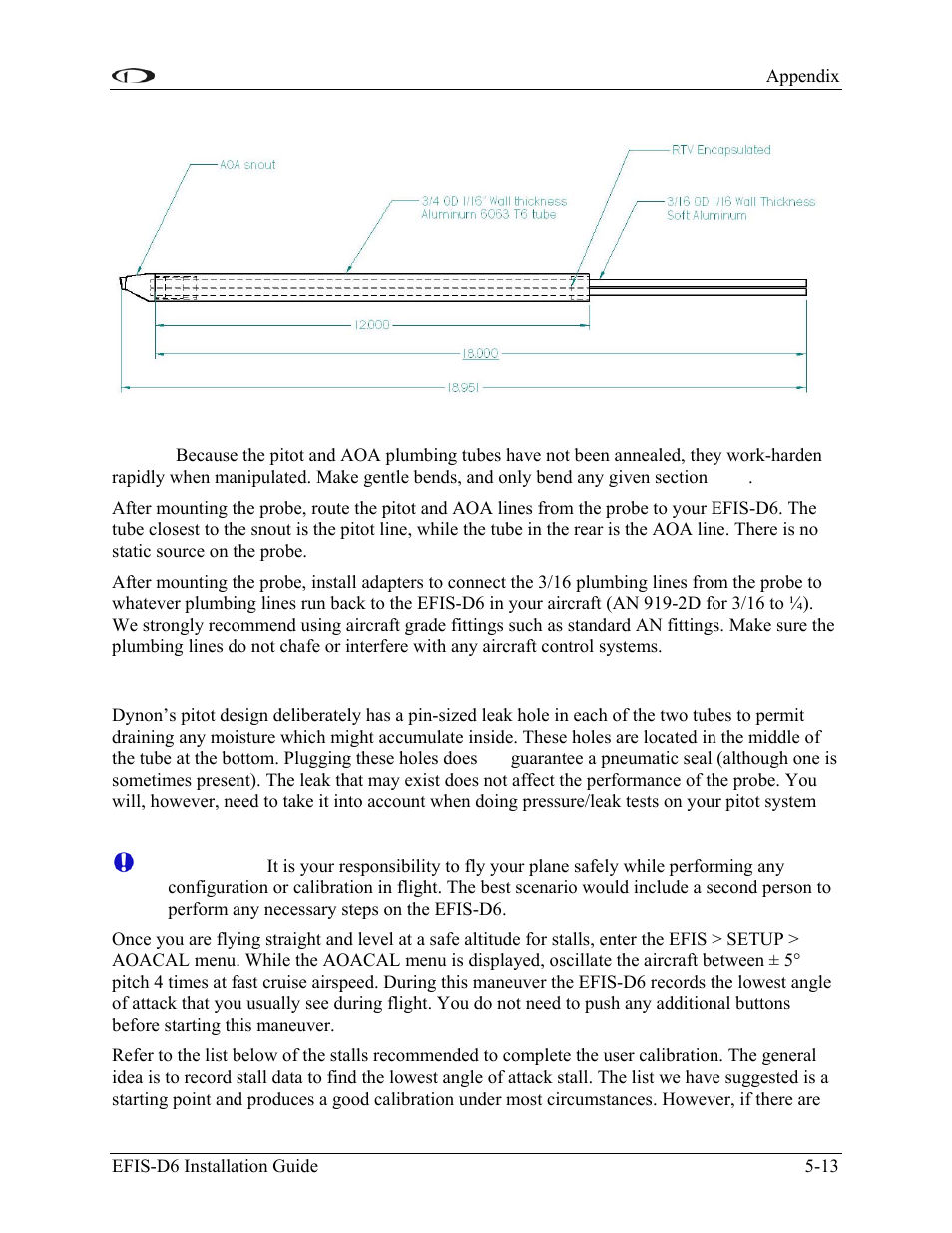 Boom mount, Plumbing, Pressure check | Calibration | Dynon Avionics EFIS-D6 Installation Guide User Manual | Page 43 / 50