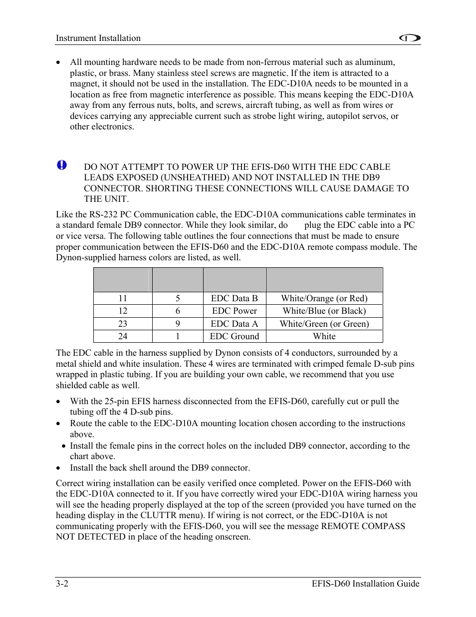 Edc-d10a communication cable, Edc-d10a communication cable -2 | Dynon Avionics EFIS-D60 Installation Guide User Manual | Page 14 / 45